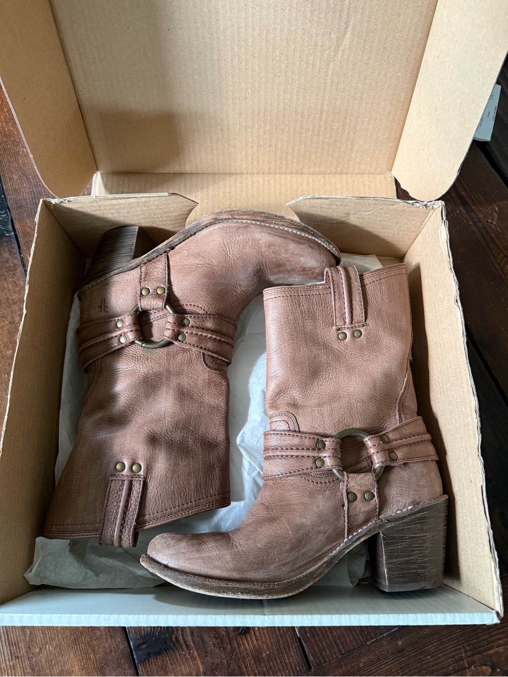 Frye Carmen Harness Short Boots - Brown - 7.5